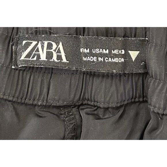 2/$30 Zara Water Repellent Athletic Shorts Black Zipper Pocket Drawstring Size M - Picture 9 of 12